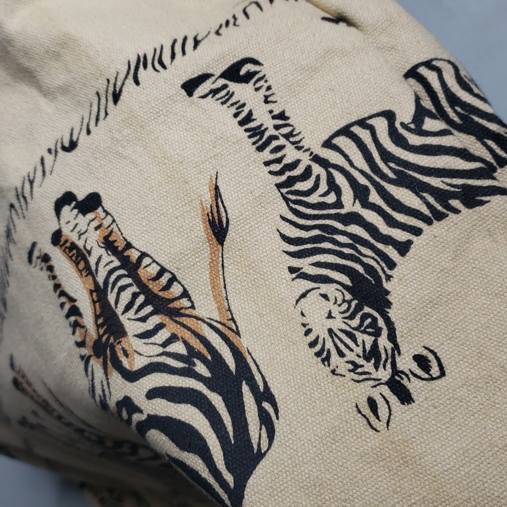 Zebra Novelty Print Canvas 100% Cotton Large Tote Bag Safari Beachy Vacation - Picture 16 of 16